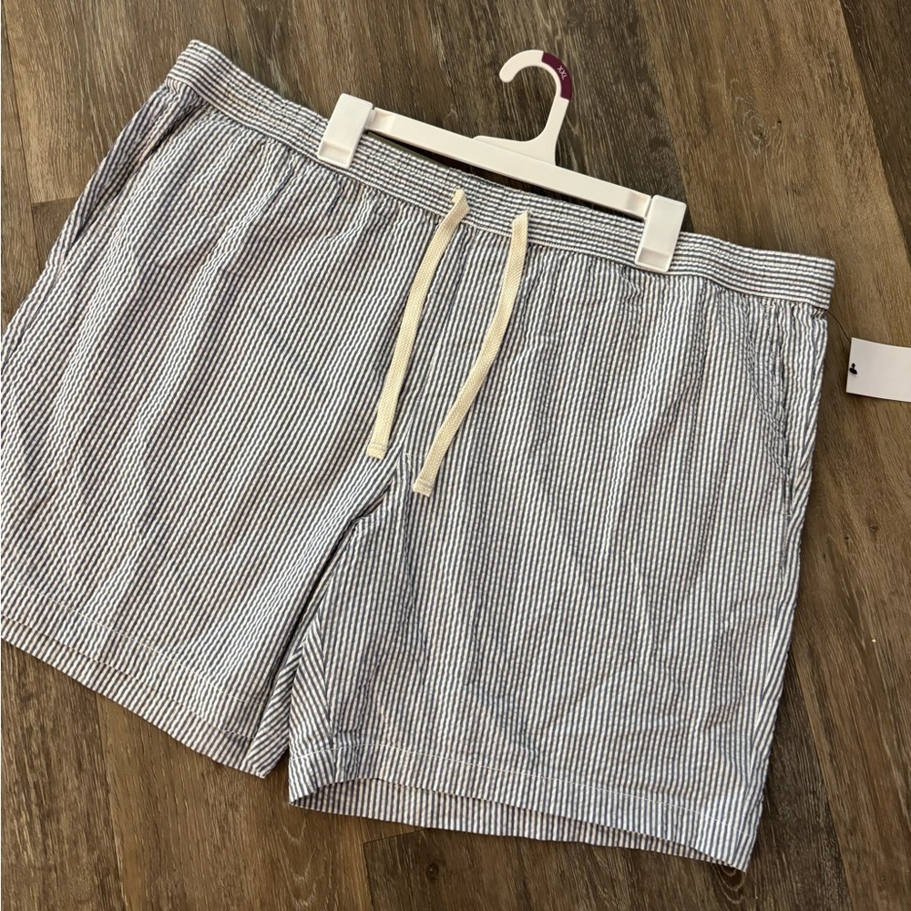 Striped Seersucker Drawstring Men’s Shorts - Blue/White Sz XXL NWT